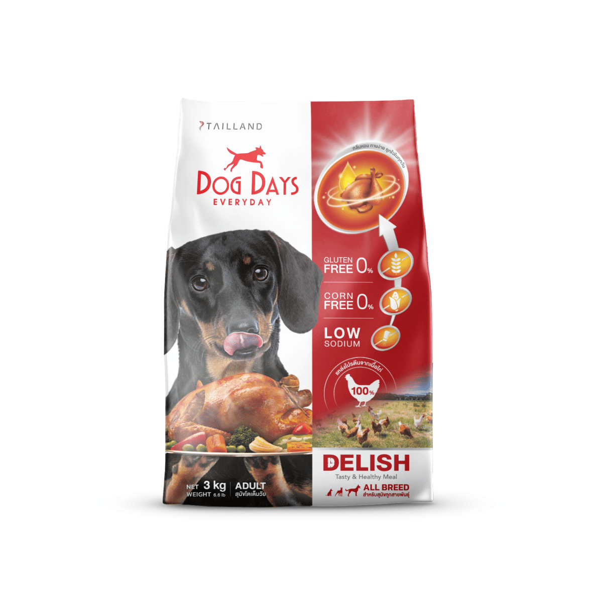 อาหารเม็ดสำหรับสุนัข DOG DAYS DELISH เกรดโฮลิสติก รสไก่ สูตรสำหรับสุนัขทานยากโดนเฉพาะ (3 KG)_0